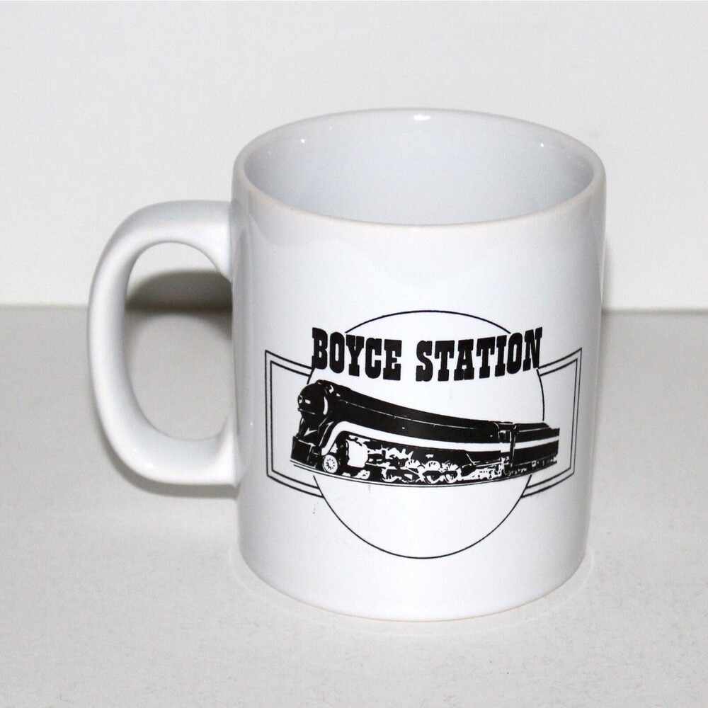 BOYCE STATION coffee tea mug white ceramic railroad Staffordshire UK train
